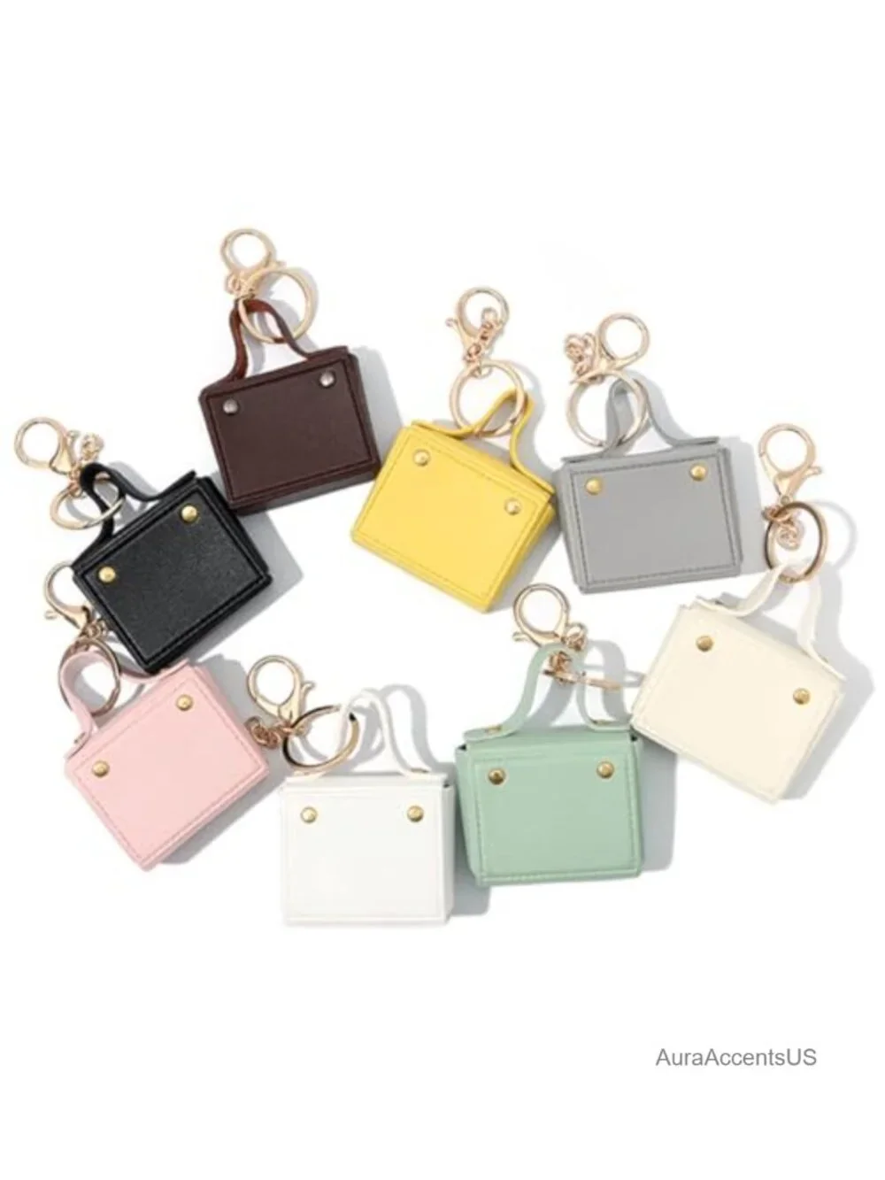 PU Leather Mini Bag Keychain Keyring Coin Purse Lipstick Holder Backpack Charm